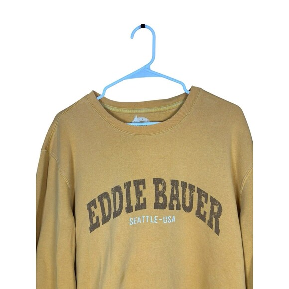 Eddie Bauer Heritage Wash Crewneck Sweatshirt Mustard Yellow Pullover Men’s L - Picture 3 of 9